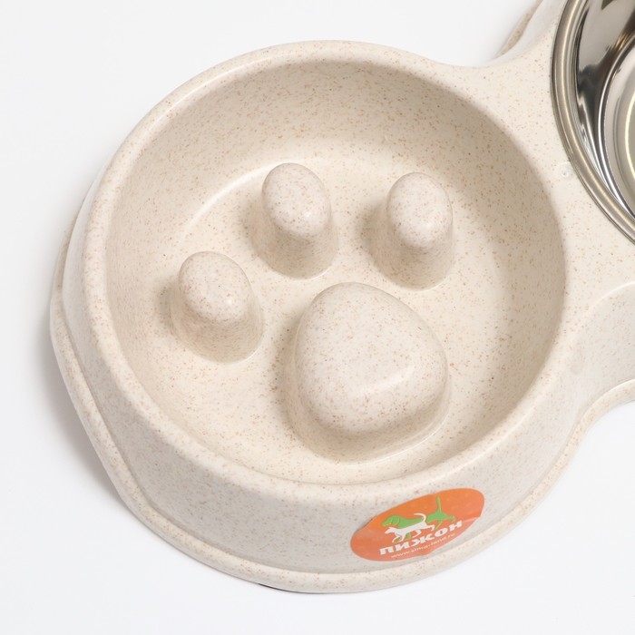 Миска двойная для медленного кормления 30,5 х 17 х 5 см, бежевая Миска двойная для медленного кормления 30,5 х 17 х 5 см, бежевая