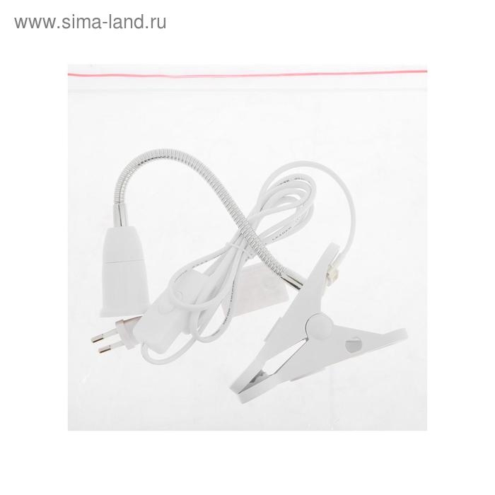 Патрон на гибкой ножке под лампу E27, 20 см, с выкл., белый, 220В Патрон на гибкой ножке под лампу E27, 20 см, с выкл., белый, 220В