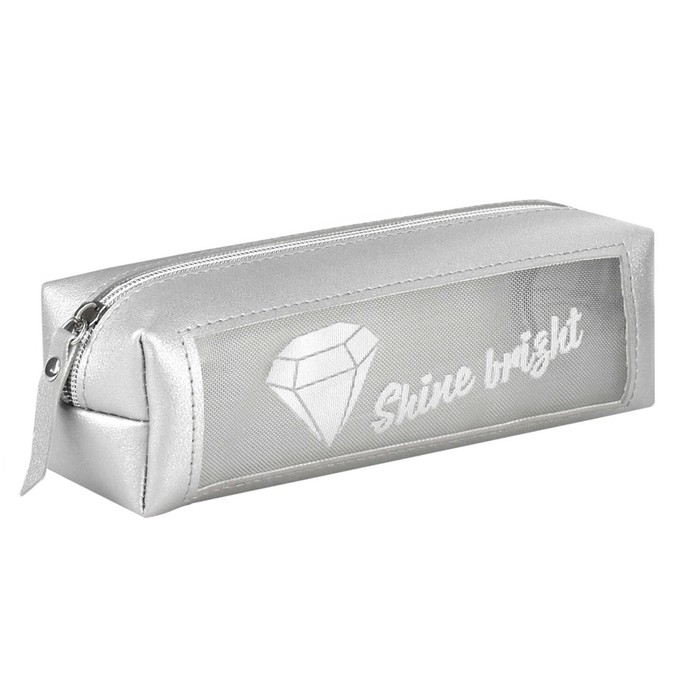 Пенал мягкий, 1 отделение, 55 х 195 х 60 мм, объёмный, искусственная кожа, с окном, нейлон, Феникс  Пенал мягкий, 1 отделение, 55 х 195 х 60 мм, объёмный, искусственная кожа, с окном, нейлон, Феникс "Бриллиант" серый 61313