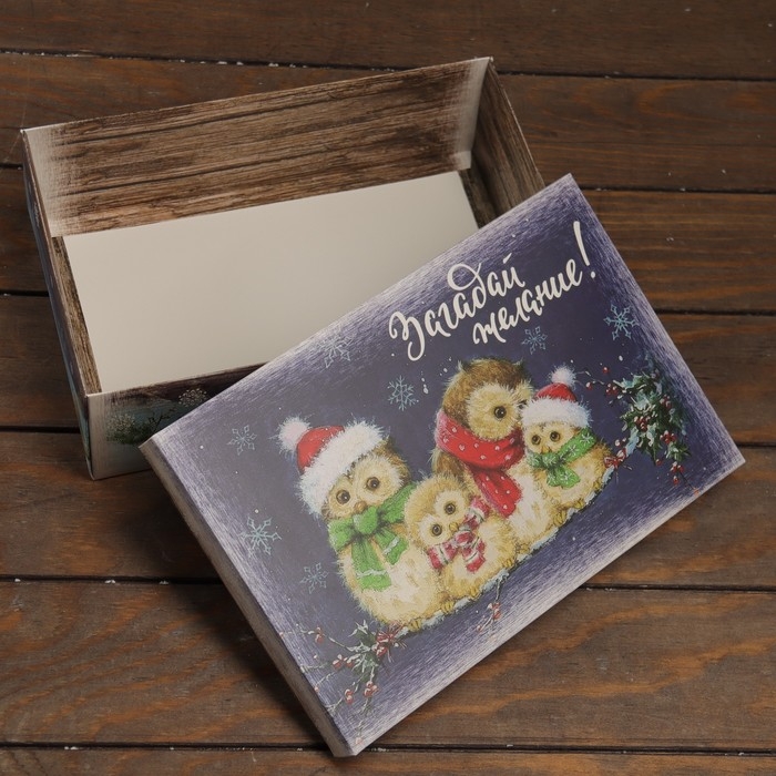 Новый год. Коробка подарочная новогодняя складная, крышка-дно, Новый год. Коробка подарочная новогодняя складная, крышка-дно,"Загадай желание" 30 х 20 х 9 см