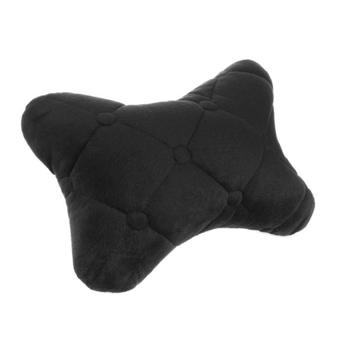 Подушка автомобильная косточка, на подголовник, 28×18 см, велюр, чёрный Подушка автомобильная косточка, на подголовник, 28×18 см, велюр, чёрный