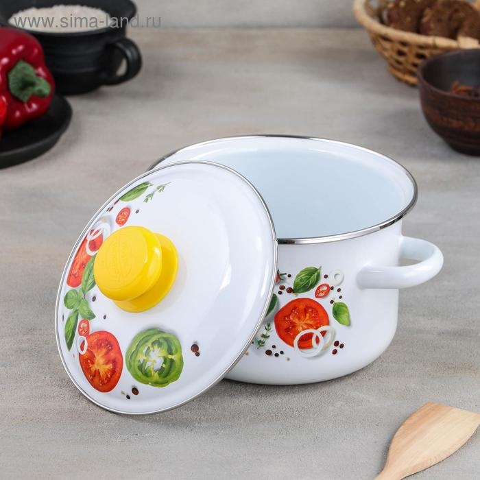 Кастрюля цилиндрическая «Каприче», 2 л, металлическая крышка, с ободком, индукция, цвет белый Кастрюля цилиндрическая «Каприче», 2 л, металлическая крышка, с ободком, индукция, цвет белый