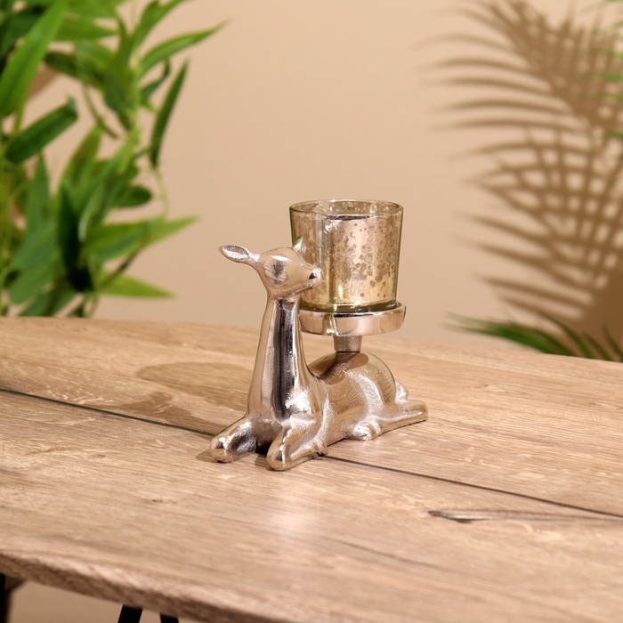 Подсвечник Подсвечник "Оленёнок" алюминий 15х6х11 см