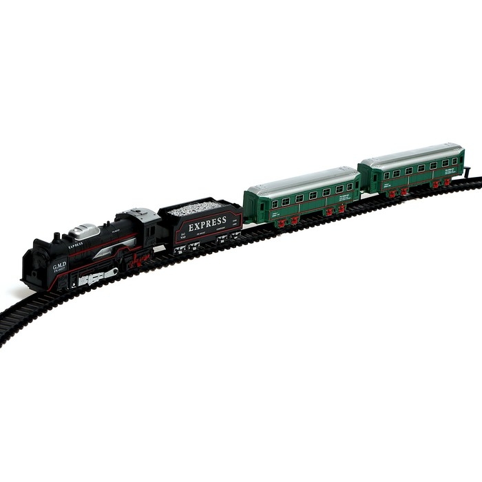 Железная дорога «Классика», работает от батареек, поезд и 4 вагона в комплекте Железная дорога «Классика», работает от батареек, поезд и 4 вагона в комплекте