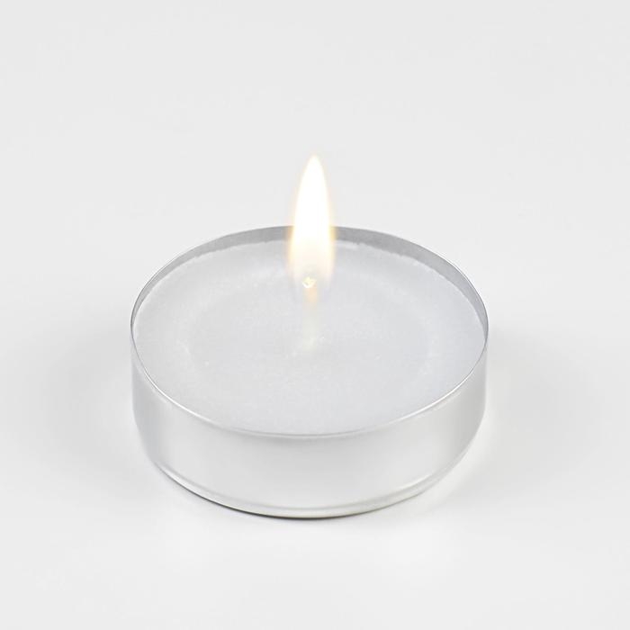 Набор чайных свечей, 3,8х1,6 см, 3,5 ч, 12 г, 6 штук, белый