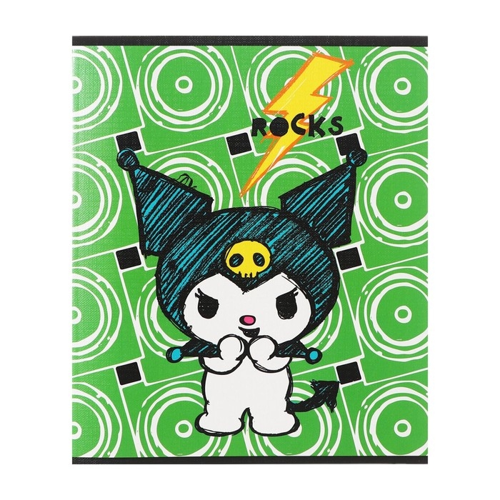 Тетрадь 48 листов в клетку Kuromi, обложка  Тетрадь 48 листов в клетку Kuromi, обложка "лен", УФ-лак, белизна 92%, блок 60 г/м2, МИКС