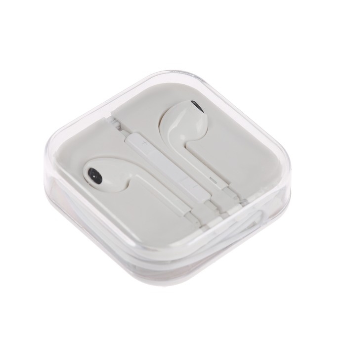 Наушники проводные, вкладыши, микрофон, белые Наушники проводные, вкладыши, микрофон, белые