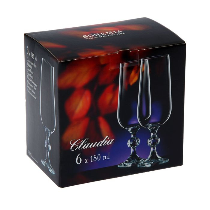 Набор бокалов для шампанского «Клаудия», 180 мл, 6 шт Набор бокалов для шампанского «Клаудия», 180 мл, 6 шт