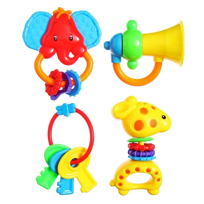 Набор погремушек «Африка», 4 шт., Крошка Я Набор погремушек «Африка», 4 шт., Крошка Я