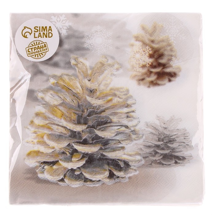 Салфетки бумажные «Шишки», 33х33 см, набор 20 шт.