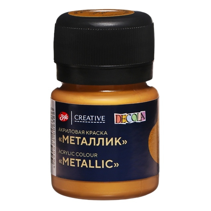 Краска акриловая Metallic 20 мл, ЗХК Decola, Золото майя, 4926973 Краска акриловая Metallic 20 мл, ЗХК Decola, Золото майя, 4926973