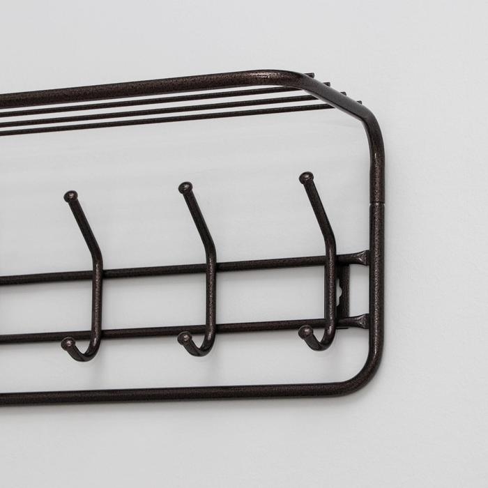 Вешалка настенная с полкой, 8 крючков, 97,5×22×26,5 см, цвет медный антик Вешалка настенная с полкой, 8 крючков, 97,5×22×26,5 см, цвет медный антик