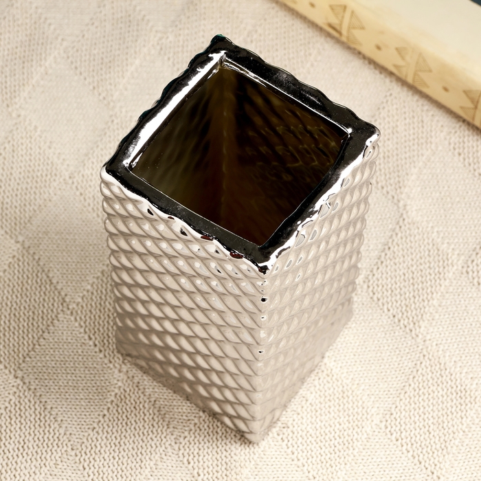 Кашпо - ваза  Кашпо - ваза "Кристи" серебро, 9х9х20см