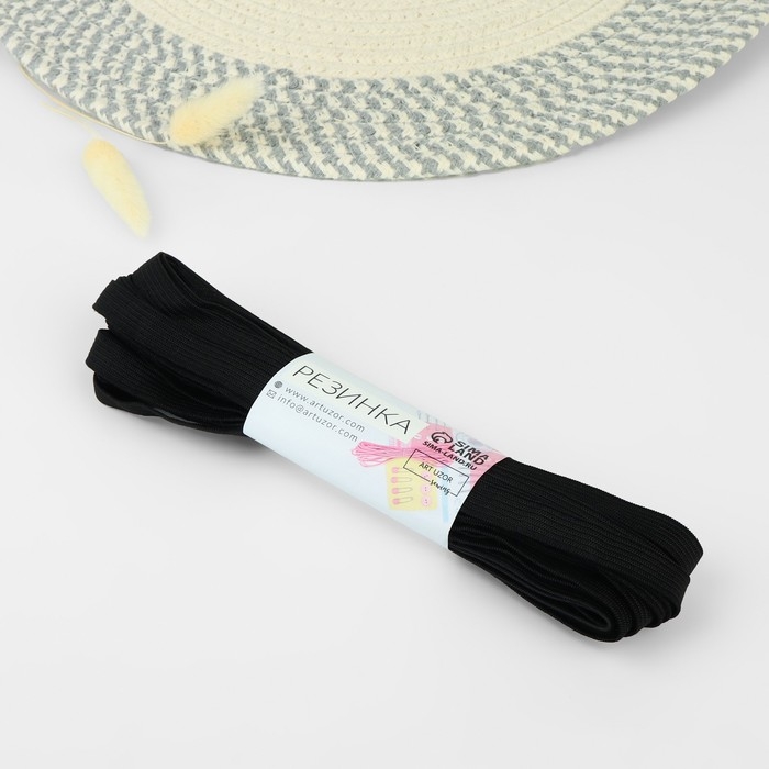 Резинка вязаная, 10 мм, 10 ± 0,5 м, цвет чёрный Резинка вязаная, 10 мм, 10 ± 0,5 м, цвет чёрный