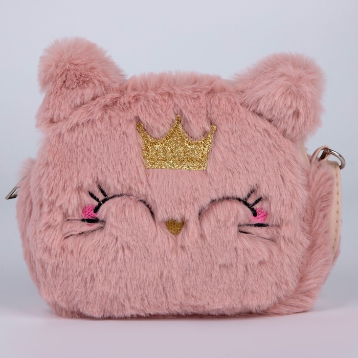 Сумка детская для девочки меховая «Кошечка», 15х12 см, цвет бежевый Сумка детская для девочки меховая «Кошечка», 15х12 см, цвет бежевый