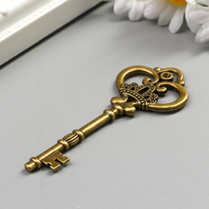 Декор металл для творчества Декор металл для творчества "Ключ с короной" под латунь (G0111) 8х3 см