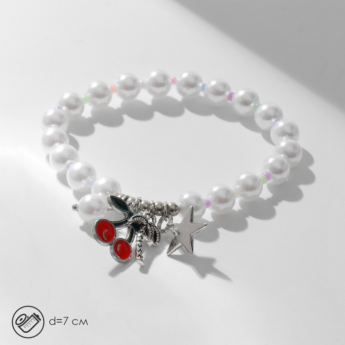 Браслет жемчуг «Марджери» вишня и пальма, цветной Браслет жемчуг «Марджери» вишня и пальма, цветной