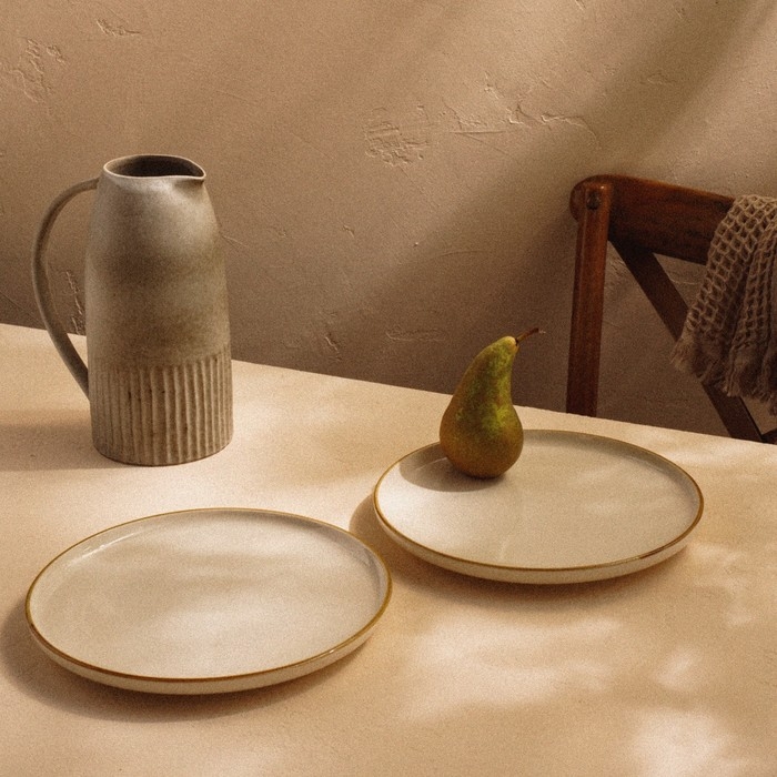 Набор тарелок фарфоровых SL Home «Леггеро», d=25,5 см, цвет бежевый Набор тарелок фарфоровых SL Home «Леггеро», d=25,5 см, цвет бежевый