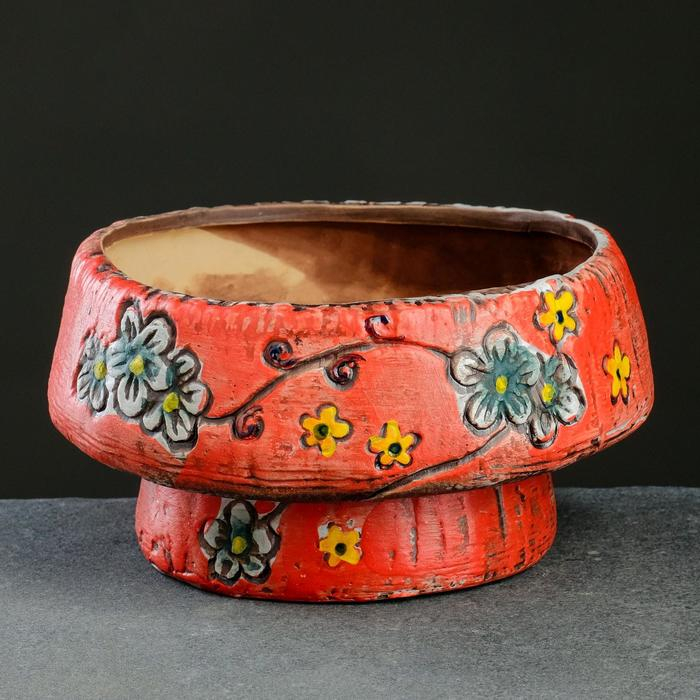 Горшок Горшок "Ветви" красный, 13,5*13,5*5,5 см