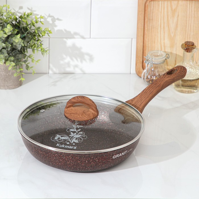 Сковорода Granit ultra red, d=26 см, пластиковая ручка, стеклянная крышка, антипригарное покрытие, цвет коричневый Сковорода Granit ultra red, d=26 см, пластиковая ручка, стеклянная крышка, антипригарное покрытие, цвет коричневый