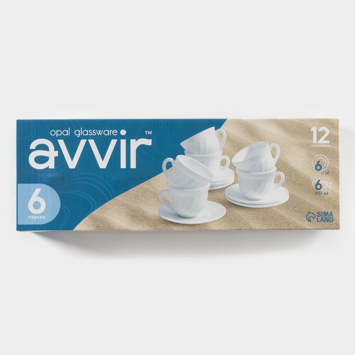 Сервиз чайный Доляна «Дива», 12 предметов: 6 чашек 190 мл, 6 блюдец, стеклокерамика Сервиз чайный Доляна «Дива», 12 предметов: 6 чашек 190 мл, 6 блюдец, стеклокерамика