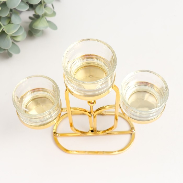 Подсвечник металл на 3 свечи  Подсвечник металл на 3 свечи "Овал" d=4,5 см золото 6х15х17 см