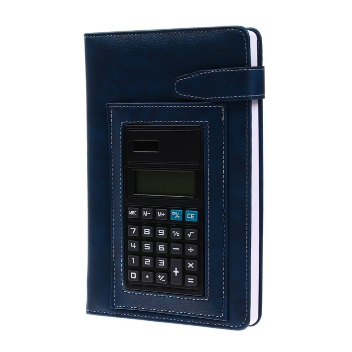 Ежедневник недатированный, обложка ПВХ, А5, 140 листов в клетку, с лястиком,с калькулятором, МИКС Ежедневник недатированный, обложка ПВХ, А5, 140 листов в клетку, с лястиком,с калькулятором, МИКС