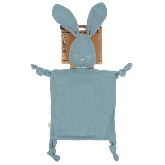 Комфортер - игрушка «Зайка», погремушка, цвет синий, Mum&Baby Комфортер - игрушка «Зайка», погремушка, цвет синий, Mum&Baby