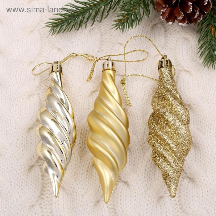 Украшение ёлочное Украшение ёлочное "Сосулька блеск" (набор 6 шт) 3х10 см, золото