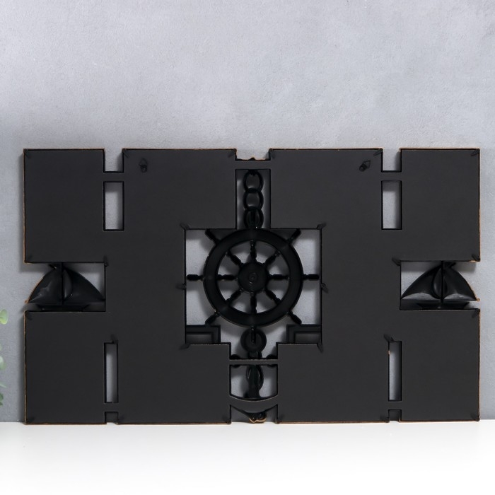 Фоторамка пластик на 10 фото 10х15 см Фоторамка пластик на 10 фото 10х15 см "Якорь и штурвал" тёмное золото 41х68 см