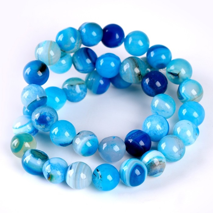 Бусины из натурального камня &laquo;Голубой агат&raquo; набор 36 шт., размер 1 шт. &mdash; 10 мм