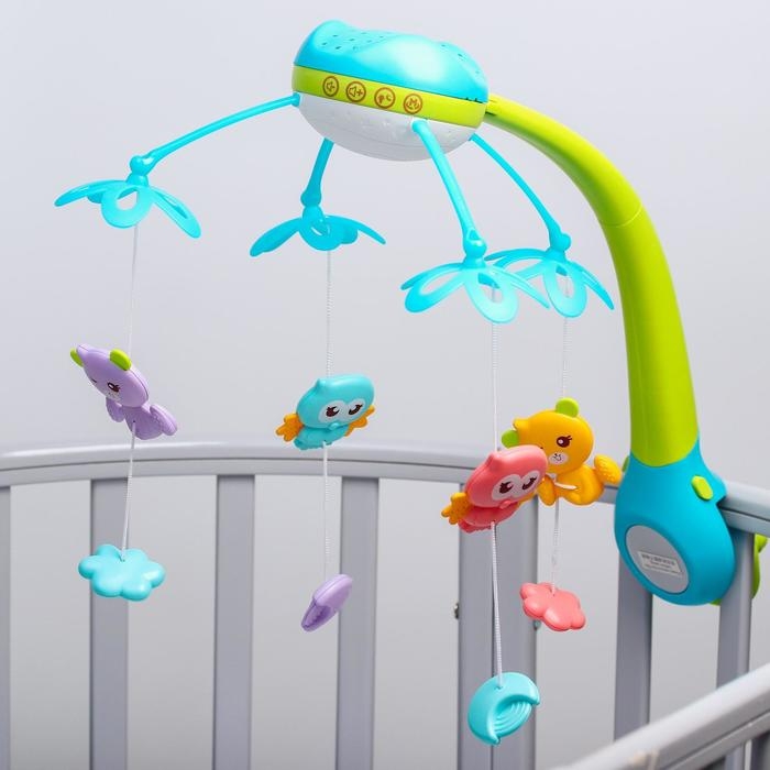 Мобиль музыкальный на кроватку «Яркие птички», с ночником + пульт, цвет МИКС Мобиль музыкальный на кроватку «Яркие птички», с ночником + пульт, цвет МИКС