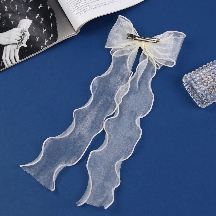 Зажим для волос  Зажим для волос "Школьница" бантик, 13х32 см, айвори