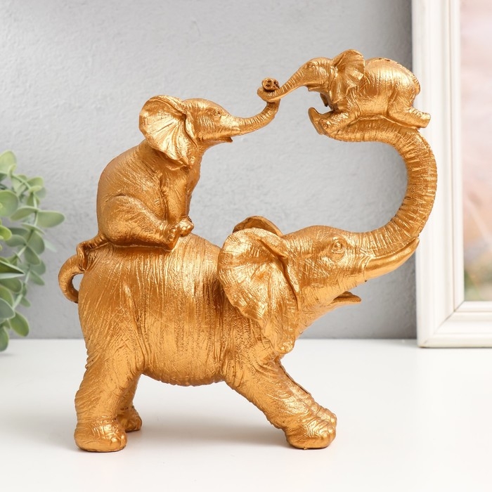 Сувенир полистоун Сувенир полистоун "Слон играет со слонятами" золото 7,7х20,5х20,5 см