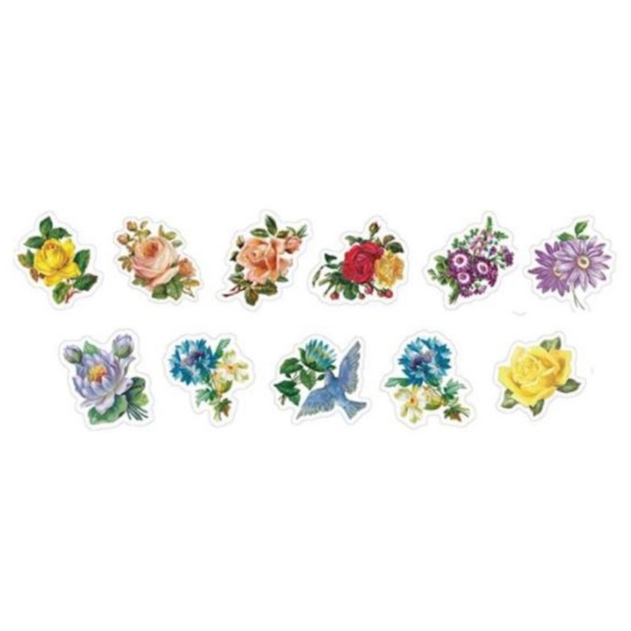 Наклейка бумага Наклейка бумага "Садовые цветы" d=3 см 100 шт в рулоне 3,5х3,5 см