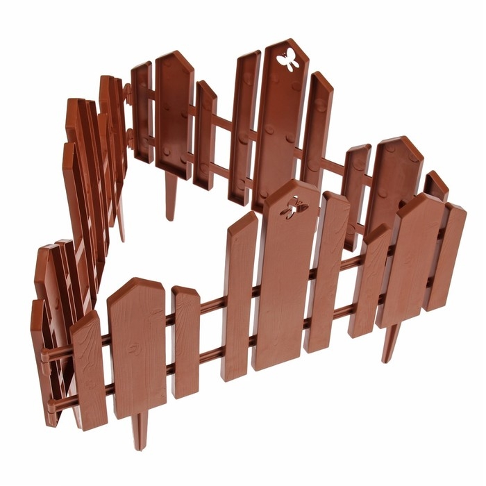 Ограждение декоративное, 25 × 170 см, 5 секций, пластик, терракотовое, «Чудный сад» Ограждение декоративное, 25 × 170 см, 5 секций, пластик, терракотовое, «Чудный сад»