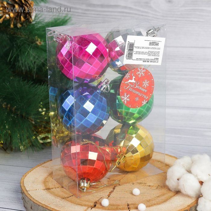 Набор шаров пластик d-6 см, 6 шт Набор шаров пластик d-6 см, 6 шт "Прокси диско" микс