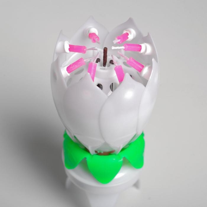 Свеча для торта музыкальная  Свеча для торта музыкальная "Тюльпан", крутящаяся, белая, 14,5×6 см