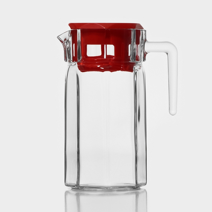 Кувшин стеклянный Kosem, 1,25 л, красная крышка Кувшин стеклянный Kosem, 1,25 л, красная крышка