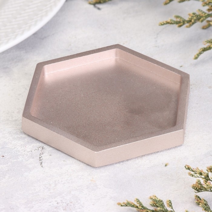 Подсвечник Подсвечник "Шестигранник. Мрамор" из гипса,9,7х11,3х1см,шампань