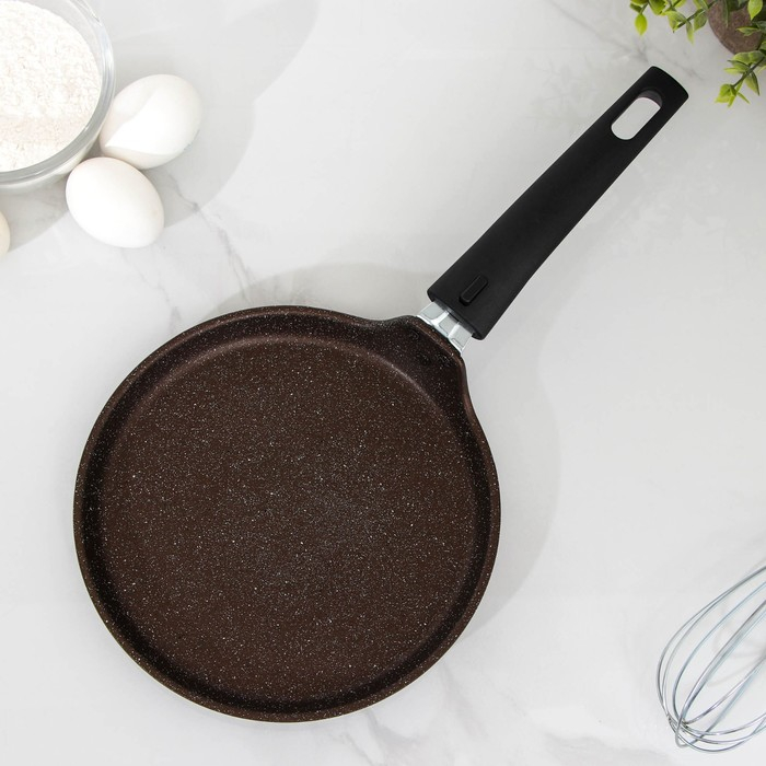 Сковорода блинная , d=20 см, пластиковая ручка, антипригарное покрытие, цвет кофейный мрамор Сковорода блинная , d=20 см, пластиковая ручка, антипригарное покрытие, цвет кофейный мрамор