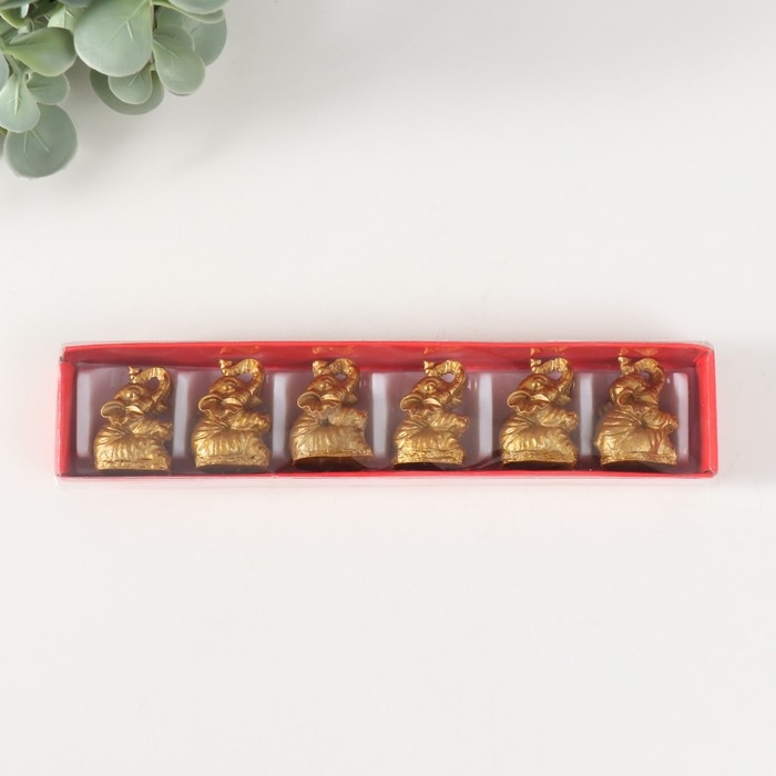 Нэцке полистоун Нэцке полистоун "Слоны" золото набор 6 штук 3х2,4х1,8 см