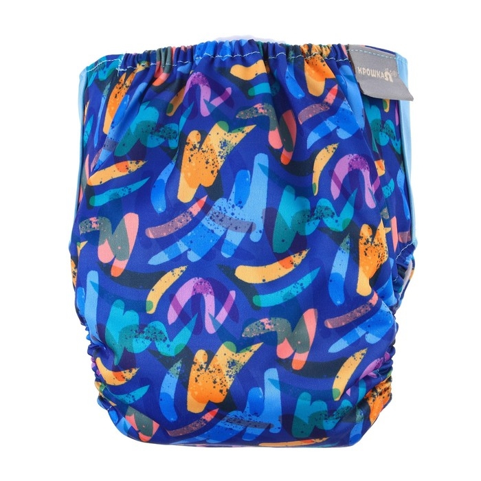 Многоразовый подгузник «Абстракция», 3-15 кг, цвет синий, Крошка Я Многоразовый подгузник «Абстракция», 3-15 кг, цвет синий, Крошка Я