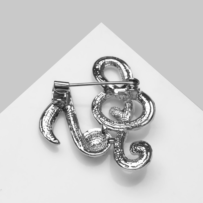 Брошь «Ноты», цвет белый в серебре Брошь «Ноты», цвет белый в серебре