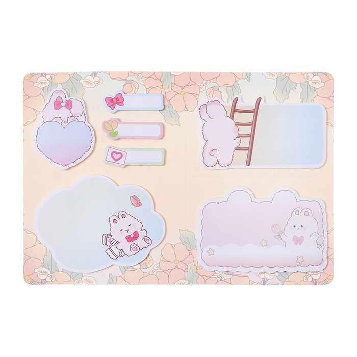 Набор клейкой бумаги для заметок Набор клейкой бумаги для заметок "deVENTE. Rabbit" 115x158 мм, размер заметок: 16x45 мм, 45x60 мм, 55 x 96 мм, 63x96 мм и 72x96 мм, 7x20 листов, офсет 80 г/м², печать 4+0, ассорти форм, 7 дизайнов, в картонном блистере и пластиковом пакете