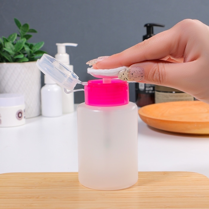 Флакон с помпой, 200 мл, цвет розовый/прозрачный Флакон с помпой, 200 мл, цвет розовый/прозрачный