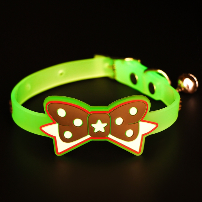 Ошейник Ошейник "Бантик", 28 х 1 см, ОШ 18-24 см, прозрачный/коричневый