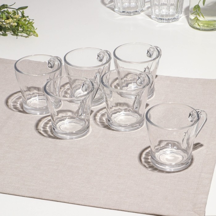 Набор кружек, стеклянный, d=8 см, h=8 см, 190 мл, 6 шт Набор кружек, стеклянный, d=8 см, h=8 см, 190 мл, 6 шт