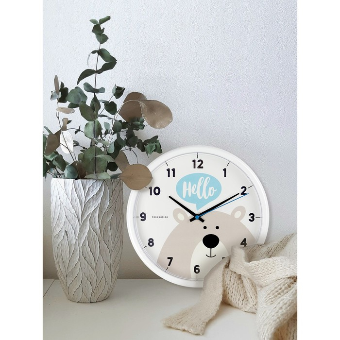 Часы настенные, интерьерные Часы настенные, интерьерные "Мишка", d-22.5 см, бесшумные