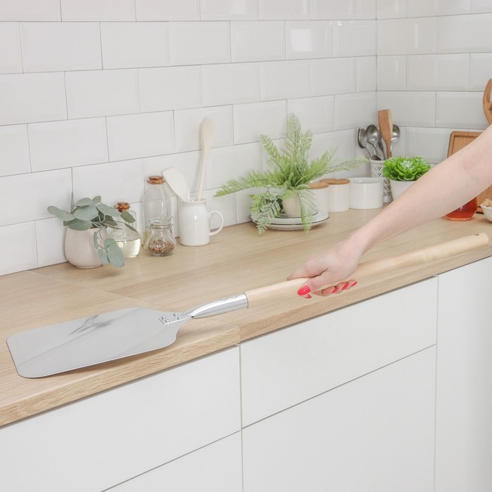 Лопата для пиццы из нержавеющей стали «Общепит», 83×23×2 см, полотно 23×26 см, толщина 1,5 мм Лопата для пиццы из нержавеющей стали «Общепит», 83×23×2 см, полотно 23×26 см, толщина 1,5 мм